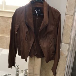 Brown faux leather jacket